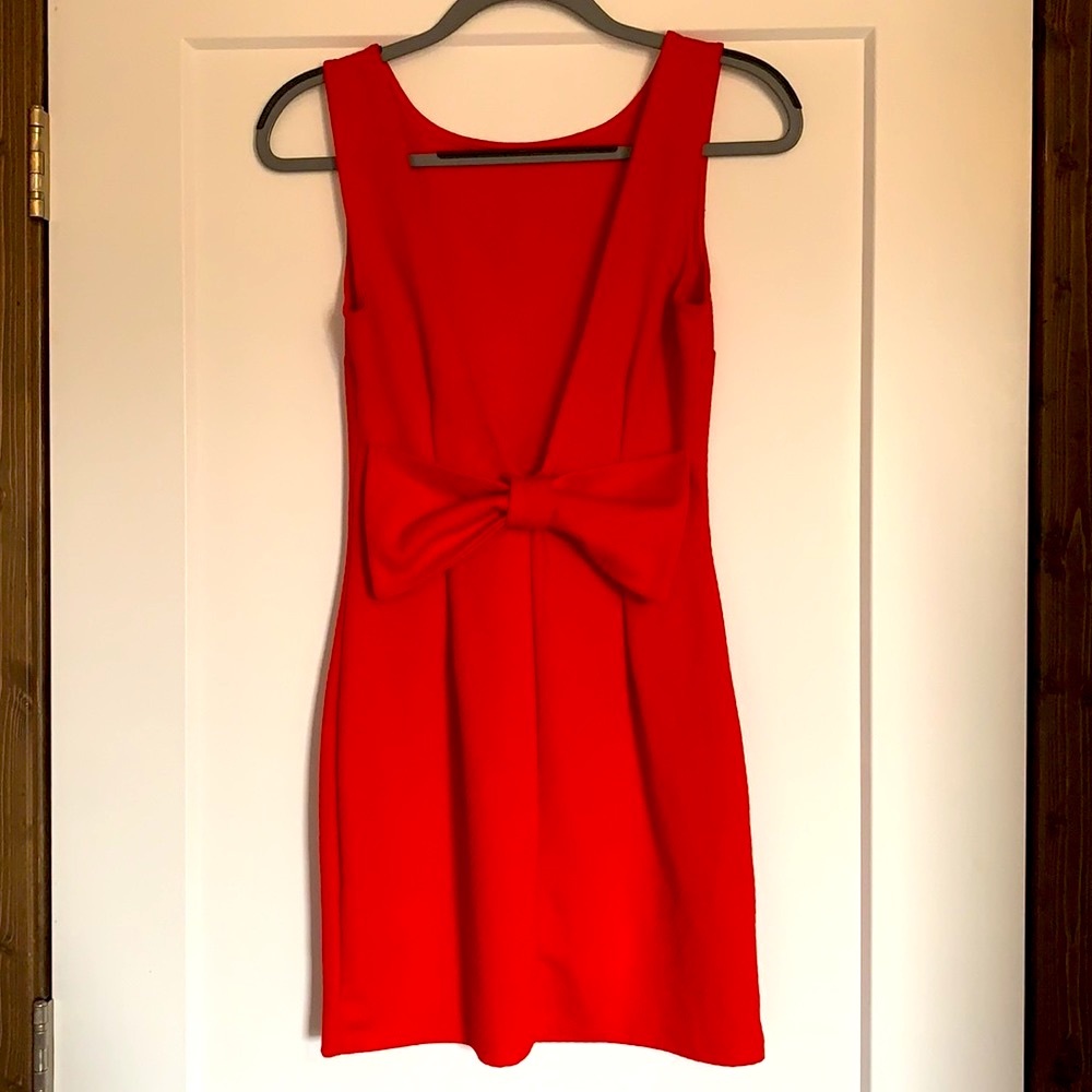 Low back red dress
